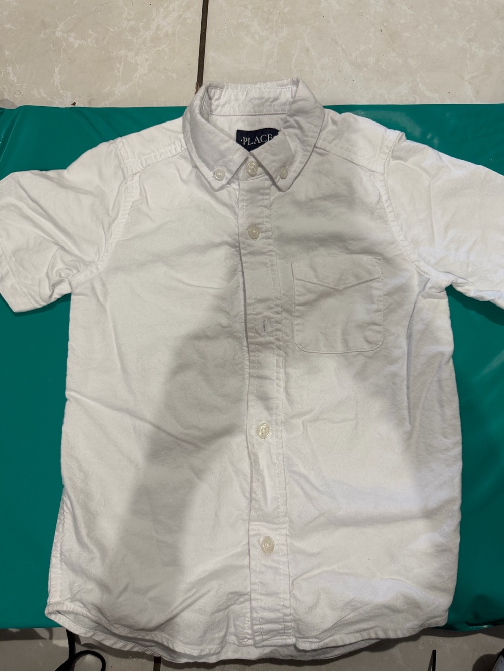 The Children's Place White Short Sleeve Button-Down Shirt with Pocket